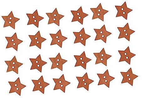 100 Stück Holz Sternknöpfe mit 2 Löchern für Kleidung, Nähen und Basteln