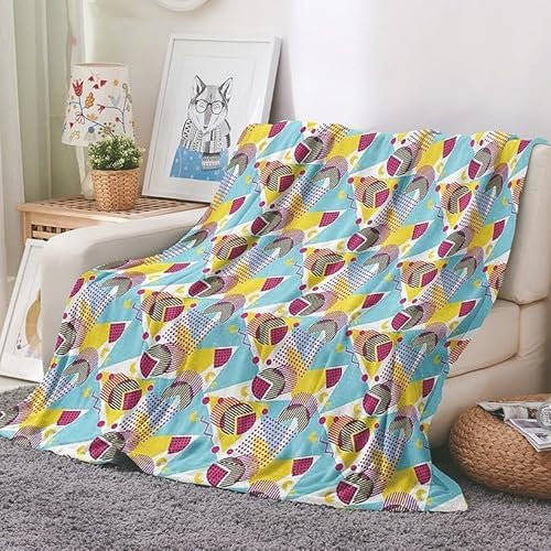 EHOMERY Mantas Infantiles Cobijas De Verano Mantas Personalizadas Cobija Invierno Arte Geométrico Manta De Primavera Mantas Decorativas Suaves Y Cómodas Azul 150x100cm
