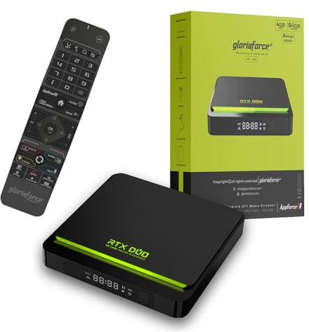 GloriaForce RTX Duo 4K UHD OTT Multimedia Player, Android 11,H.265,2GB RAM,16GB Flash, WLAN, Bluetooth Fernbedienung