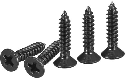 DTGN 100Pcs #8x3/4 Flat Head Wood Screws, 304 Stainless Steel Phillips Self Tapping Screws - Good for Woodworking, Furniture - Black