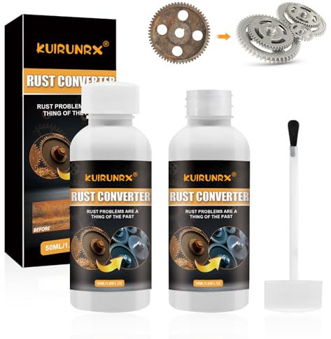 KUIRUNRX® Convertitore Ruggine, Primer Antiruggine, Primer Metallico ad Alte Prestazioni, Convertitore di ruggine con Pennello 2 in 1, per la Rimozione della Ruggine da Vari Metalli 50 ML (2 Pezzo)