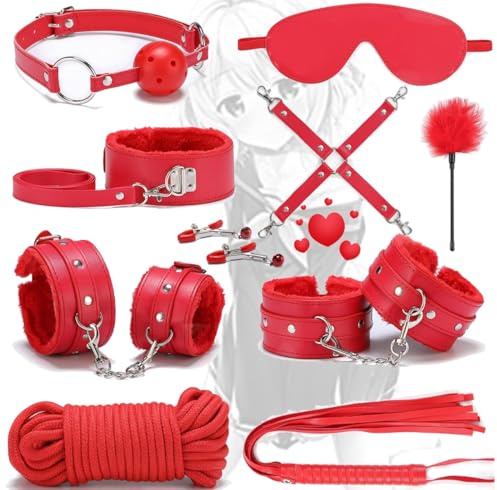 WreGmgg Accesorios para La Vida Interior De Cuero Multiusos Rojo 10 Piezas Set-Q