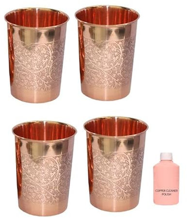 BRACOP® Kupferbecher, Kelch, Tasse, Gläser, Ayurveda-Kupfer, graviertes Glas, Becher aus reinem Kupfer, Moskau-Mule-Glas, Trinkflasche, Wasserkrug, Gin-Saft, Cocktail-Trinkgläser, Glaswaren, Becher