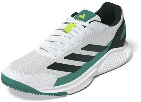 Adidas Hombre Courtquick Mens Padel Shoes, Cloud White/Cloud White/Aurora Ivy, 41 1/3 EU