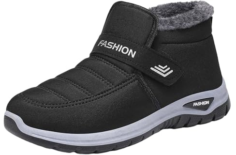 Scarpe invernali da uomo con calda imbottitura, impermeabili, antiscivolo, in peluche con chiusura a strappo, spessa, con gambo corto, stivali termici piatti, stivali invernali per attività all'aria