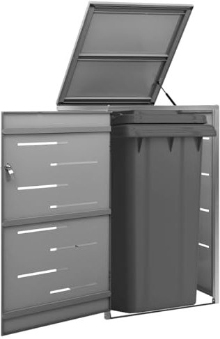 ShGaxin Mülltonnenbox für 1 Tonne 69x77,5x115 cm Edelstahl, Mülltonnenverkleidung, Gartenbox, Gartenschrank, Geräteschrank, Mülltonnenschrank - 149554