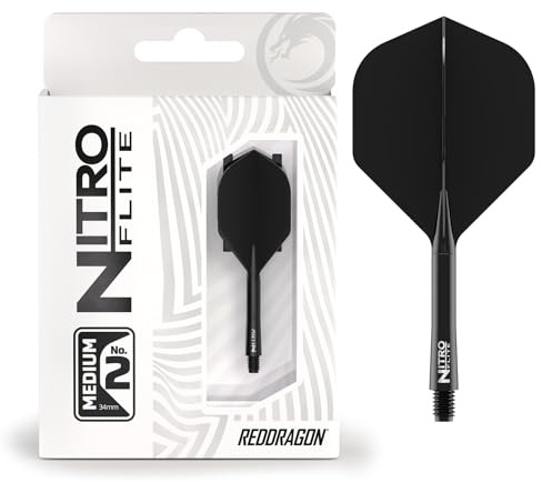 RED DRAGON Darts – Integrerad Flyg & Axel System – No.2 Form och design – Svart & Svart Färg, Medellängd
