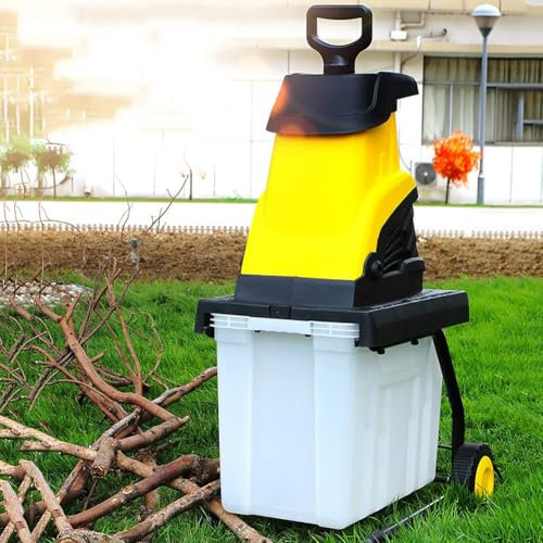 Electric Garden Shredder, 2500W Portable Leaf & Wood Chipper with Wheels and 45L Collection Box, 40mm Cutting Width, Reversible Steel Blades, Leaf Crusher for Yard Cleanup, Composting 10m-Power Cord