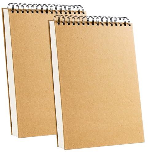 2 PCS 120 Páginas 60 Hojas Cuadernos de Bocetos A4, 160gsm Bloc de Dibujo A4, Cuaderno de Dibujo DIY Libros de Visitas para Escribir Dibujo Adecuado para Lápiz Acuarela Dibujo Escritura Artistas, 02