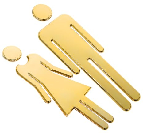 HYTROVE Edelstahl Wc Schildset 12cm Goldfarben Wetterbeständig Für Herren Und Damentoilette Selbstklebend Und Schraubbar Langlebiges Toilettenschild Für Badezimmer Und Gäste Wc