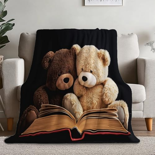 Kuscheldecke Erwachsene 3D Bunt Flanelldecke Sherpa Fleecedecke Erwachsene 150 x 200 cm Weiche Microfaser Warmer Wohndecke Einfacher Teddybär Motiv leichte und warme Wohndecke