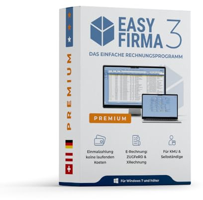 EasyFirma 3 Premium – Rechnungsprogramm 2026 für Handwerk & Dienstleister – Mit Lagerverwaltung – Ohne Abo, Einmalzahlung – E-Rechnung & Auftragsverwaltung