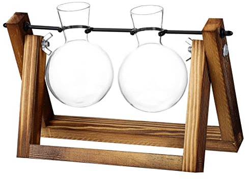 BESPORTBLE Wasserpflanzen Vase Mit Holzständer Stilvolle Propagationsstation Für Pflanzen Kugelvasen Für Tischdekoration Und Raumverschönerung Für Zimmerpflanzen Und Kräuter