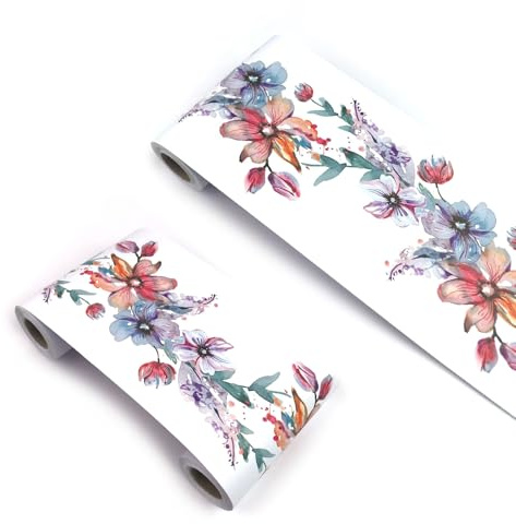 VisitRyl Frise Murale Autocollante Aquarelle fleurs yx218 12cm X 500cm Adhésive Réutilisable pour Décoration Intérieure Facile à Poser