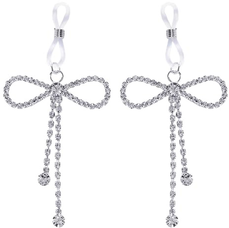 FLOGWE Lot de 2 faux anneaux de téton avec strass pour femme, sans perçage, faux piercing de téton