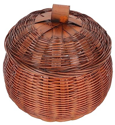 VALICLUD Cesta de Huevo de Bambú con Tapa Cesta de Almacenamiento Multifunción para Cocina y Escritorio Accesorio Diario para Huevos Diseño Retro Resistente y Texturizado para Organización