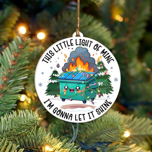 Funny Garbage Bin Ornament 2026, Garbage Can Ornaments for Christmas Tree, Rubbish Trash Bin Acrylic Hanging Decor, Holiday Keepsake Gifts for Sanitation Workers, Waste Management Staff, Collectors