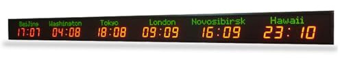 Orologio con Fusi Orari Mondiali, Orologio Digitale con più Fusi Orari, Orologio Mondiale A LED, 5 Livelli di Regolazione della Luminosità, Orologio Mondiale con 3/4/5/6 Città, per Enti Multinazional