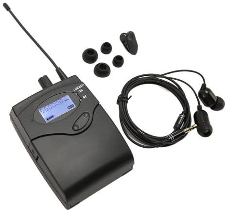 HWGING Receptor de Petaca Inalámbrico, Receptor de Monitor de Oído Estéreo de 550-580MHz con Salida de 3,5mm para Actuación en de Banda de Escenario