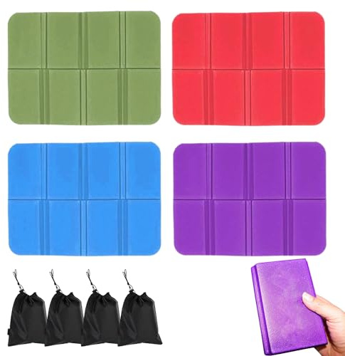 YOYEAH 4 Cuscini per Sedili Pieghevoli Bambini, Imbottitura Termica Impermeabile (4 Colori) + Borsa Trasporto, Ideale per Campeggio, Escursionismo, Picnic, Stadio