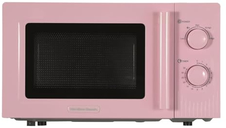 Hamilton Beach Microwave, 20L, Miami, 800W, Manual Dial Controls, Quick Defrost, 35 Min Timer, 5 Cooking Levels, Flamingo Pink - HBMX20F
