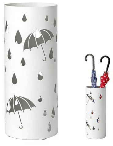 Portaombrelli in Metallo, Ø15 x 40 cm, 1 Pezzo Portaombrelli in Metallo Rotondo, Upporto Rotondo Indipendente per Ombrello, per Casa, Hotel e Ufficio(Bianco)