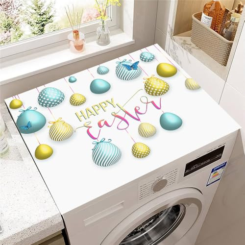 Hearda Housse Machine a Laver Pâques 3D,Dessus Tapis Lave Linge Antidérapant,Housse de Protection pour Machine à Laver Top,Tapis de Protection pour Dessus Sèche-Linge (Blanc,30x40cm)