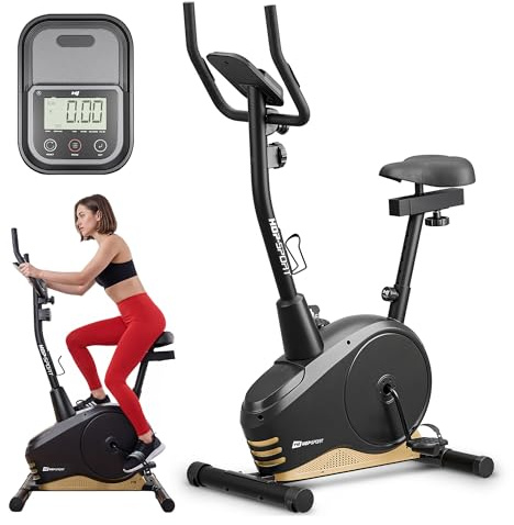 Hop-Sport Heimtrainer Spark - Ergometer Heimtrainer Fahrrad mit Trainingscomputer & Pulssensoren, Fitnessbike für Sport Zuhause, 120 kg Max. Belastbarkeit