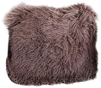 Naturasan Lammfellkissen, echtes Tibet-Lammfell-Kissen, Kissenbezug mit Reißverschluss, Sofakissen, Zierkissen, Dekokissen, Kissen, sehr exklusiv, ohne Inlet, 40 x 40 cm (Taupe/Schlamm)