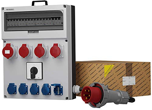 Doktorvolt Stromverteiler Baustromverteiler Wandverteiler Steckdosenverteiler Mit Kabel 32A 3x16A 5x230V GR-S/FI 0632