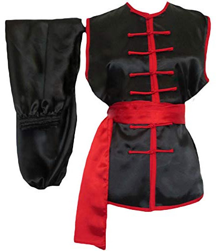 G-LIKE Kampfsport Kung Fu Uniform - Traditionelle Chinesische Kampfkunst Nanquan Tai Chi Qigong Wushu Sanda Karate Ärmellos Kleidung Trainingsanzug mit Gürtel für Männer Frauen Kinder (XL)