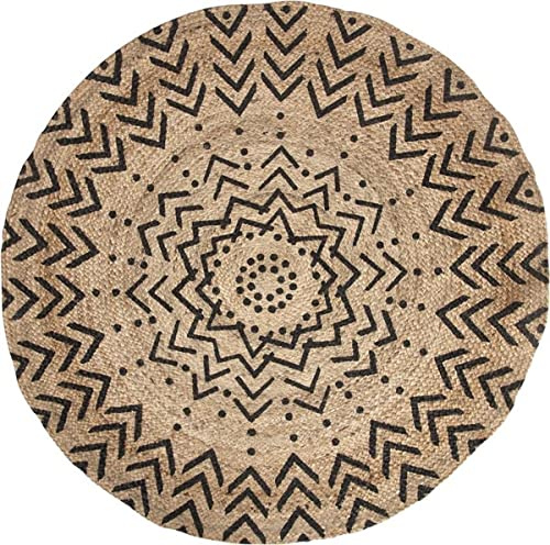 Atmosphera - Teppich, rund, Jute, ethnisch, mit zwei Motiven zur Auswahl, Ø 1200 mm