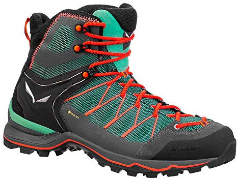 Salewa WS Mountain Trainer Lite Mid Gore-TEX trekking- och vandringskängor, Feld Green/Fluo Coral, 39 EU