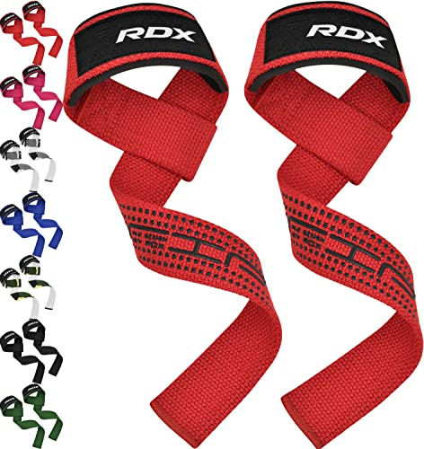 RDX Straps Palestra, Cinghie Sollevamento Pesi Fascette per Stacchi, 5MM Neoprene Imbottita Supporto Polsa, Gym Fitness Lifting Bodybuilding Powerlifting Allenamento Accessori Fasce Polsi