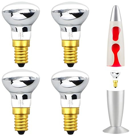 Klarlight 4-Pezzi Lava Lampadina E14 25W R39 SES Lampadina a Incandescenza, Ricambio per Lampada Lava Lite, per Riflettore, Bianco Calda 240V