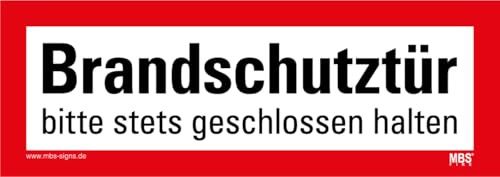 Aufkleber „Brandschutztür bitte stets geschlossen halten“ Folie nach DIN 4066 Rot | 21x7,4 cm Made in Germany