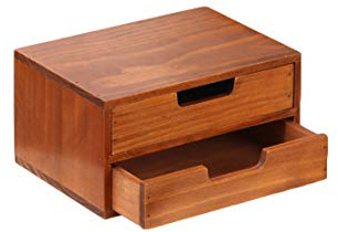 Verve Jelly Schreibtisch Organizer Ablagesystem aus Holz für den Schreibtisch Organizer mit 2 herausnehmbaren Schubladen Aufbewahrungsbox als Briefablage fürs Büro, natur