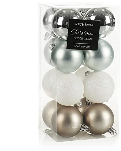 com-four® 16x Weihnachtskugel, Christbaumkugeln aus Kunststoff | Baumschmuck für den Christbaum - Christbaumschmuck