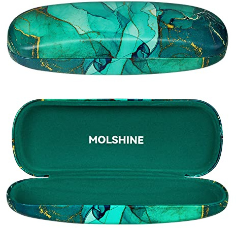 molshine Brillenetui aus Hartschalen Leder,tragbares Brillentasche für Frauen,Männer,Mädchen,Reisen,Studium,Arbeit