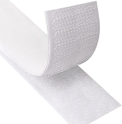 Blooven Klettband Selbstklebend 3 Meter Extra Stark, Doppelseitig Klebende mit Klettverschluss 30mm Breit Selbstklebendes Klebepad Flauschband und Hakenband (Weiß)