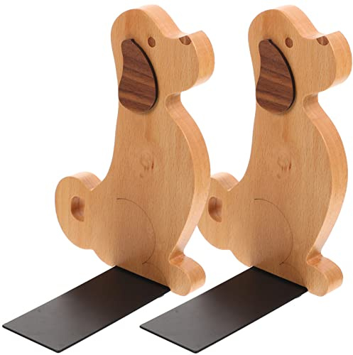 Zerodeko 2 Stück Holz Buchstützen Hunde Design Dekorativer Buchhalter Für Büro Zuhause Schreibtisch Organizer Für Bücher Und Dokumente
