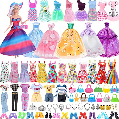 51 Pezzi Abbigliamento e Accessori per 11.5 Pollici Bambola, Vestiti e Accessori per Bambole Inclusi Mini Vestiti Abiti Tops Pantaloni Scarpe Borsa Accessori Consegna Casuale