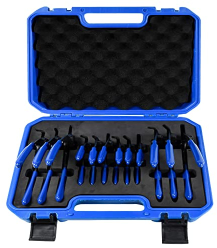 PESIKO 12-Piece Snap Ring Pliers Set Heavy Duty, Internal External Convertible Fixed Tip Snap Ring Pliers 0.038in 0.047in 0.070in 0.090in