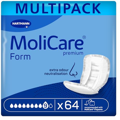 Molicare Premium Form 9 Tropfen, für schwerste Inkontinenz: maximale Sicherheit, extra Auslaufschutz und Diskretion für Frauen und Männer, zu verwenden mit MoliCare Premium Fixpants, 4x16 Stück