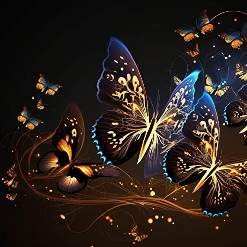 Glittering Butterflies Wallpaper for Livingroom, Bedroom and Office Wall - Removable and Reusable Modern Artistic Mural Decor - One Piece (Textile Vinyl, 118''Wx79''H)