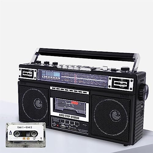 DEMCAY Retro Radio Cassette Player Tape Player Cassette Recorder, Support Transcription Function, SD/USB Card, Bluetooth Playback, Dual Audio HD Playback, 80s Style Retro