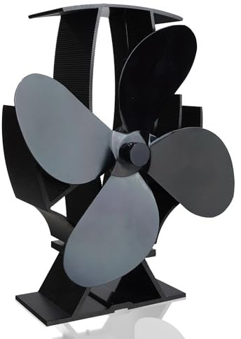 Arrows UK | SuperFast Mini Semi-Heated Stove Fan | Efficient Heat-Powered Fireplace Fan for Wood Burners and Log Burners - 25% More Efficient, Circulating Warmth at 2.3m/s (Satin Black)
