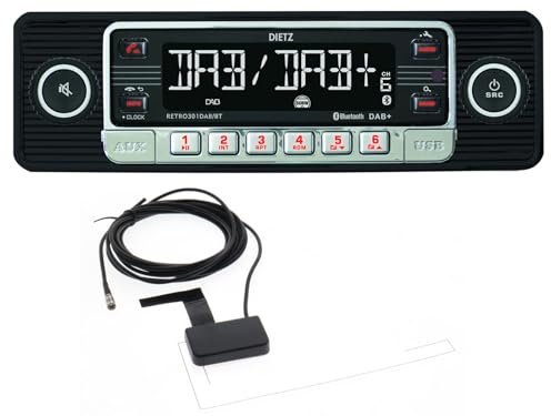 DiETZ RETRO301DAB/BT-ANT - MP3-Autoradio mit DAB/Bluetooth/USB/AUX-IN - inkl. DAB Antenne