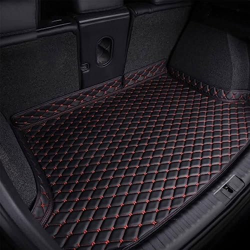 Auto Leder Kofferraummatten für Je-ep Compass II 2017-2023, Kofferraum Cargo Schutzmatten Wasserdicht Auto Innenraum ZubehöR,C/Black~red