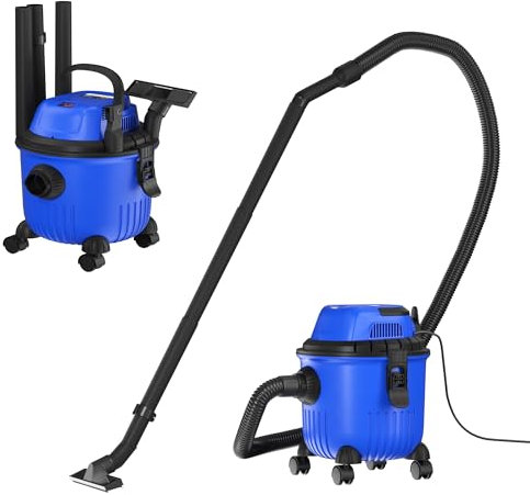 3-in-1 Wet & Dry Vacuum Cleaner with Blowing Function, Hard Floor Cleaner 15 Litre, 800W motor, Hoover with Mobile Wheels, Ideal for DIY, Garage and Car Cleaning